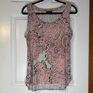 The Limited Coral and Green Paisley Tank Top